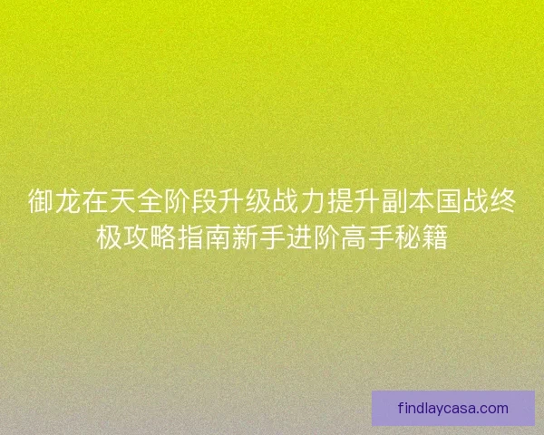 御龙在天全阶段升级战力提升副本国战终极攻略指南新手进阶高手秘籍